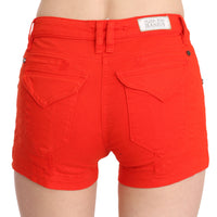 Orange Mid Waist Cotton Denim Mini