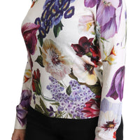 Floral Silk Crew Neck Pullover Sweater