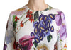 Floral Silk Crew Neck Pullover Sweater