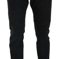 Black Cotton Stretch Skinny Slim Fit GOLD  Jeans