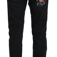 Black Cotton Stretch Skinny Slim Fit GOLD  Jeans