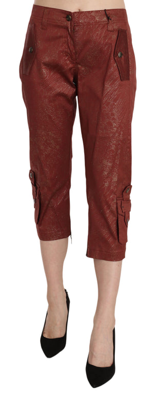 Bordeaux Gold Cotton Capri Trousers Pants