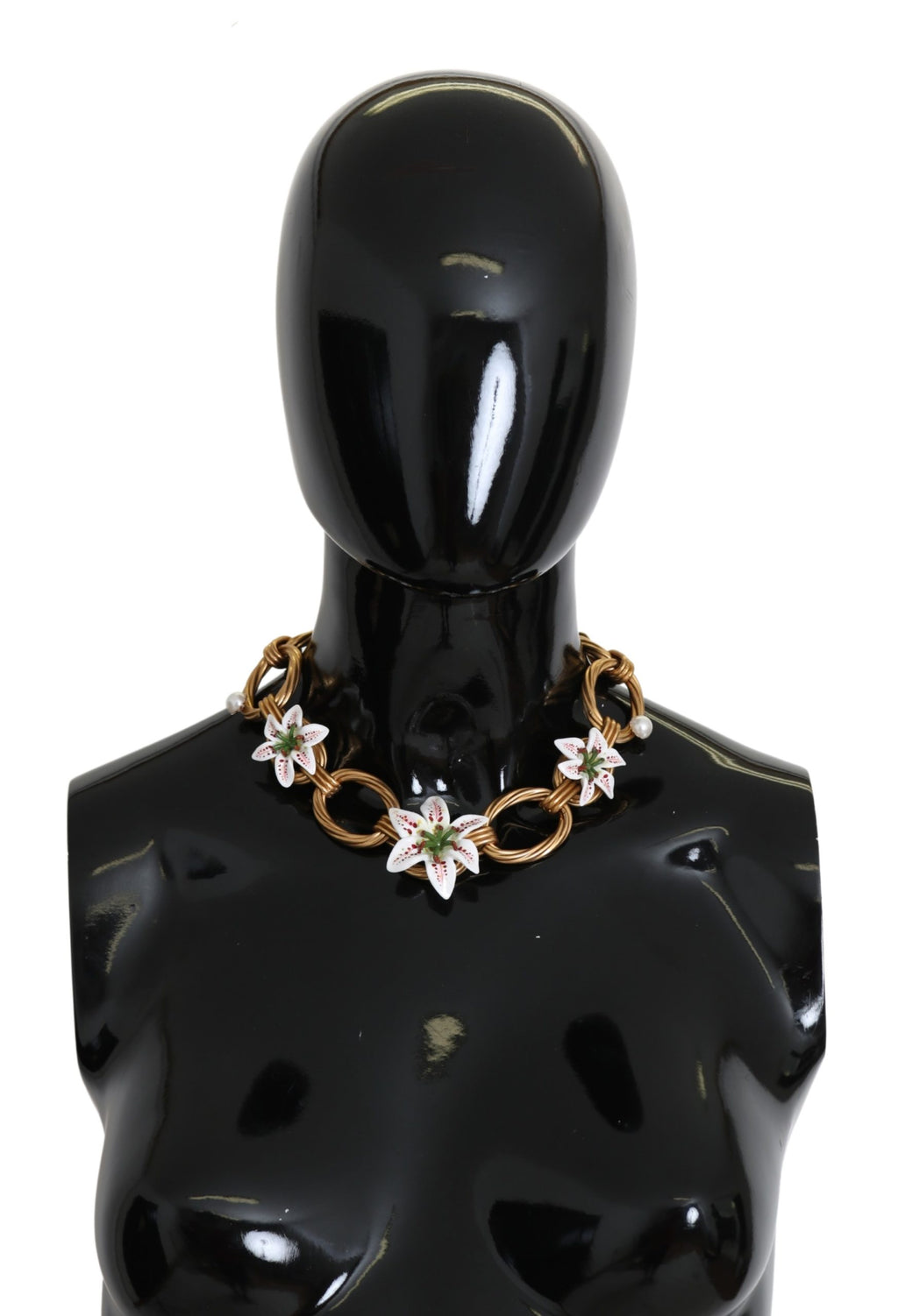 Gold Chain Lilium Floral Choker Statement Jewelry Necklace