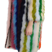 Multicolor Turkey Feather Cape Fur Coat