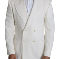 White Virgin Wool Double Breasted Coat Blazer