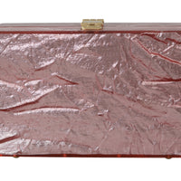 Metallic Pink Plexi Gold Chain Shoulder Borse Bag BOX