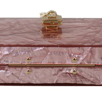 Metallic Pink Plexi Gold Chain Shoulder Borse Bag BOX