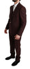 Maroon Brocade 3 Piece Wool MARTINI Suit