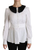 White Collared Long Sleeve Blouse Cotton Top