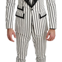 Black Striped Floral 3 Piece White Suit