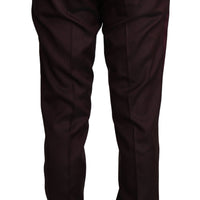 Bordeaux Wool Pattern Stripe Trousers Pants