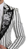 Black Striped Floral 3 Piece White Suit