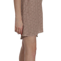 Beige Spaghetti Strap A-line Mini Cotton Dress