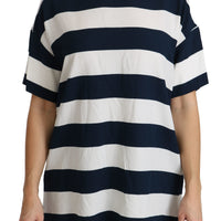 Blue White Stripes Blouse Top T-shirt