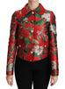 Red Floral Brocade Crystal Coat Jacket