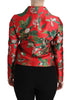 Red Floral Brocade Crystal Coat Jacket