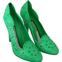 Green Crystal Floral Heels CINDERELLA Shoes