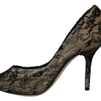 Black Lace Heels Pumps Champagne Shoes