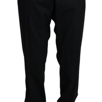 Black Wool Stretch Dress Trousers Pants