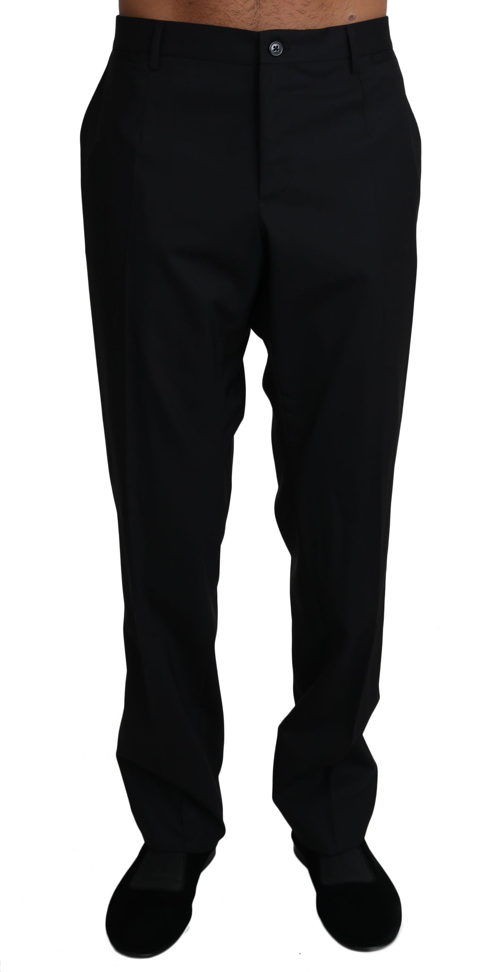 Black Wool Stretch Dress Trousers Pants