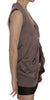 Brown 100% Cotton Sleeveless Cardigan Top Vest