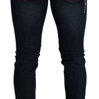 Blue Cotton Stretch Skinny Denim Men Jeans