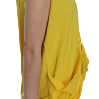 Yellow 100% Cotton Sleeveless Cardigan Top Vest