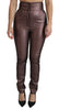 Purple Metallic High Waist Skinny Cotton Pants