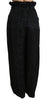 Black Brocade High Waist Wide Leg Cotton Pant