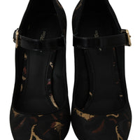 Black Mary Janes Jacquard Leather Shoes