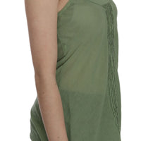 Green Silk Spaghetti Strap Tank Top Blouse