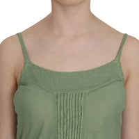 Green Silk Spaghetti Strap Tank Top Blouse