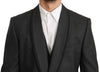 Gray Striped Slim Fit 3 Piece Wool Suit