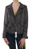 Gray Metal Lock Front Wool Blazer Jacket