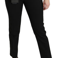 Black Mid Waist Skinny Formal Wool Stretch Pants