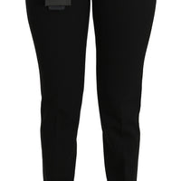 Black Mid Waist Skinny Formal Wool Stretch Pants