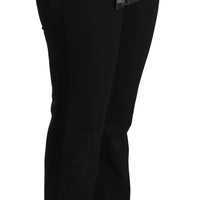 Black Mid Waist Skinny Formal Wool Stretch Pants