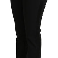 Black Mid Waist Skinny Formal Wool Stretch Pants