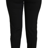 Black Mid Waist Skinny Formal Wool Stretch Pants