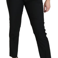 Black Mid Waist Skinny Formal Wool Stretch Pants