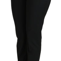 Black Mid Waist Skinny Formal Wool Stretch Pants