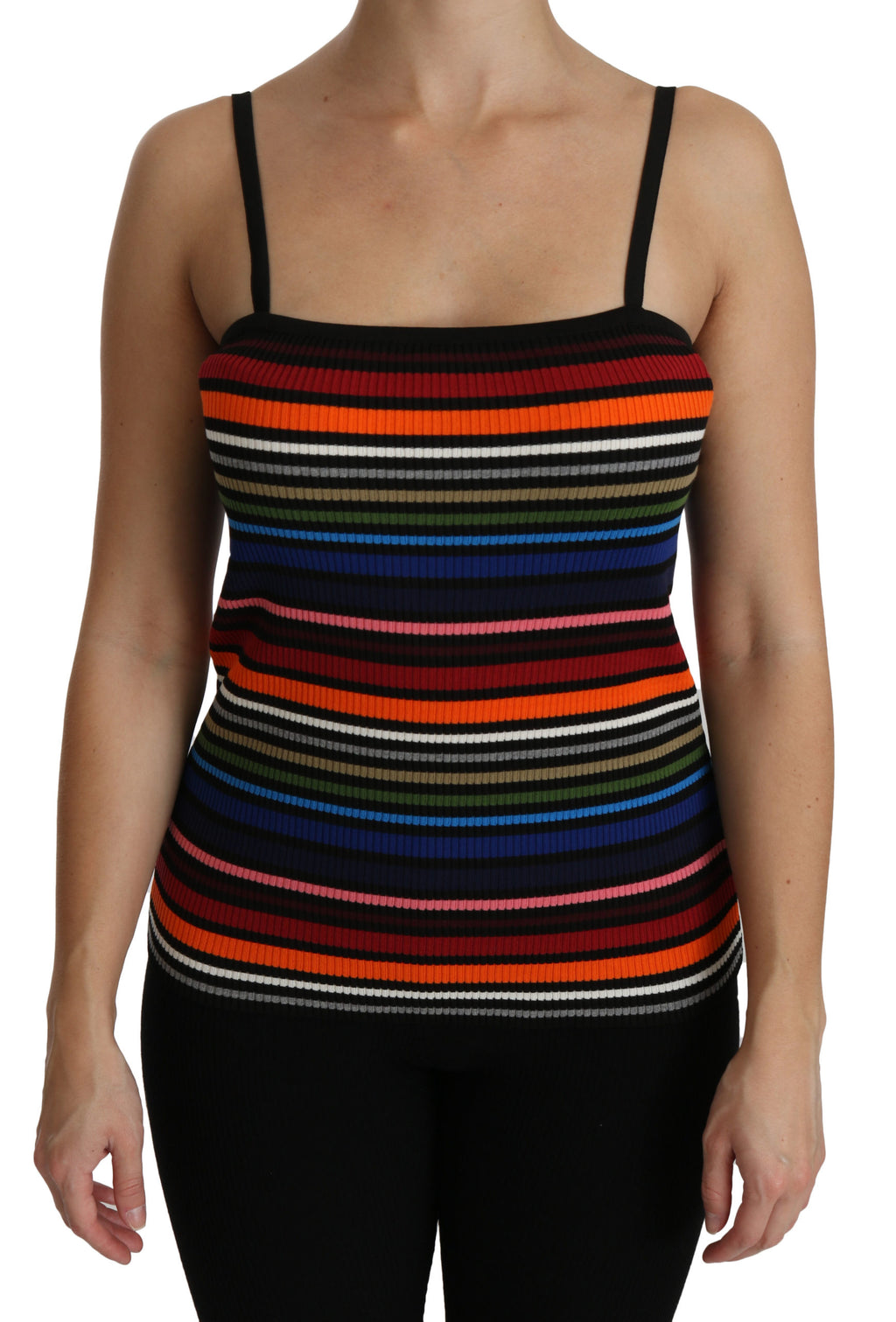 Black Striped Sleeveless Blouse Tank Cotton Top