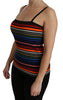 Black Striped Sleeveless Blouse Tank Cotton Top