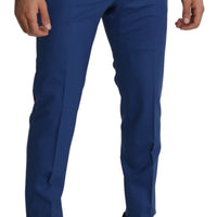 Blue Wool Skinny Formal Trouser Dress Pants