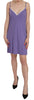 Purple Spaghetti Strap Plunging Shift Mini Dress