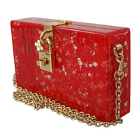 Red Plexiglass Taormina Lace Clutch Borse Bag BOX