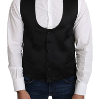 Black 100% Silk Formal Waist Coat Vest