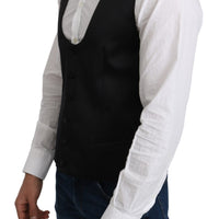 Black 100% Silk Formal Waist Coat Vest