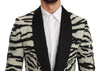 Black White Zebra Slim Fit Formal Blazer