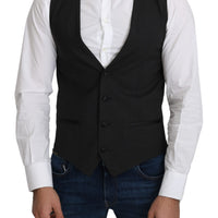 Gray Wool Elastan Formal Coat Vest